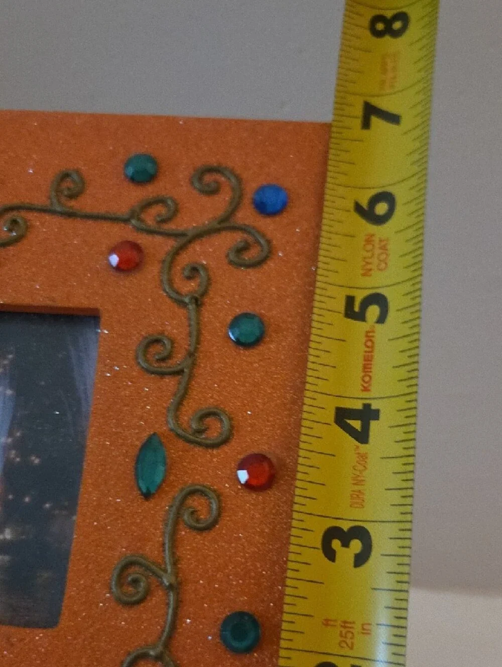 Orange Decorative Photo Frame with Gem Accents